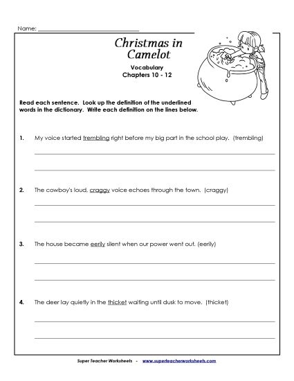Chapters 10-12 - Vocabulary for Chapters 10-12 (Printable PDF Worksheet)