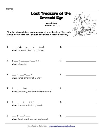 Chapters 10-12 - Vocabulary for Chapters 10-12 (Printable PDF Worksheet)