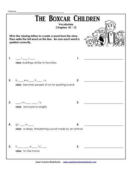 Chapters 10-12 - Vocabulary for Chapters 10-13 (Printable PDF Worksheet)