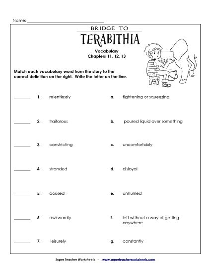 Chapters 11, 12, & 13 - Vocabulary for Chapters 11-13 (Printable PDF Worksheet)