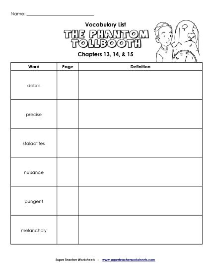 Chapters 13 - 15 - Vocabulary for Chapters 13 - 15 (Printable PDF Worksheet)