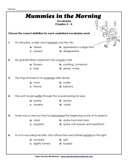 Chapters 3-4 - Vocabulary for Chapters 3-4 (Printable PDF Worksheet)