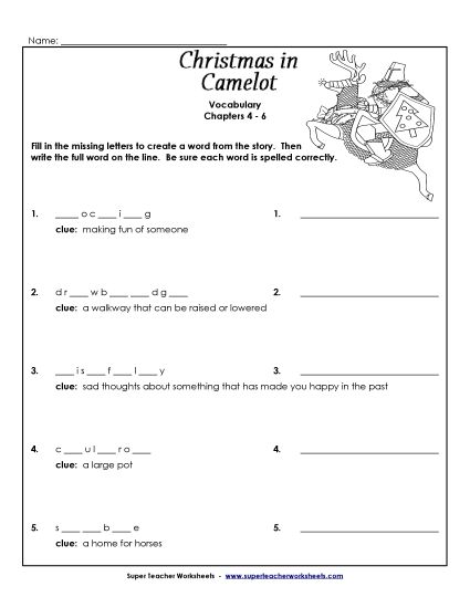 Chapters 4-6 - Vocabulary for Chapters 4-6 (Printable PDF Worksheet)