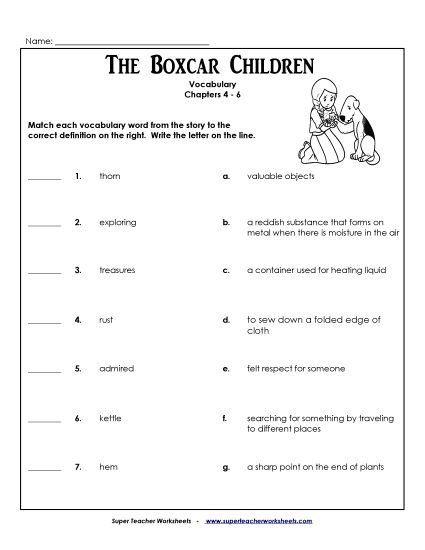 Chapters 4-6 - Vocabulary for Chapters 4-6 (Printable PDF Worksheet)