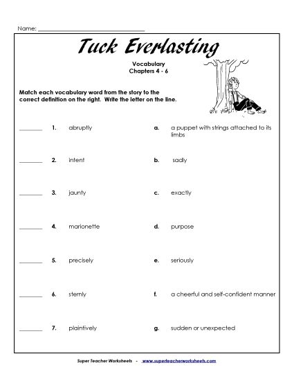 Chapters 4 through 6 - Vocabulary for Chapters 4-6 (Printable PDF Worksheet)