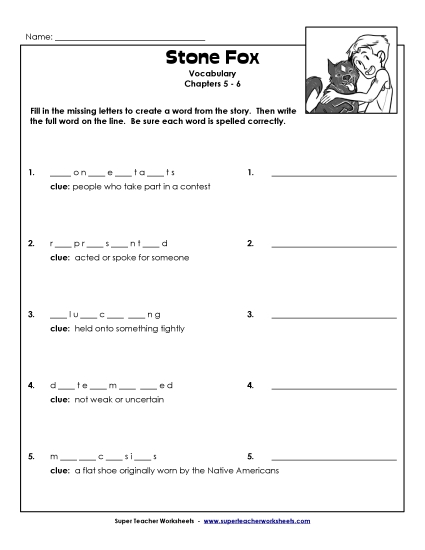 Chapters 5 & 6 - Vocabulary for Chapters 5-6 (Printable PDF Worksheet)