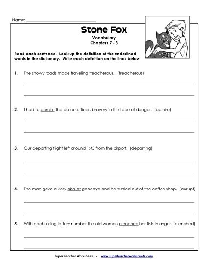 Chapters 7 & 8 - Vocabulary for Chapters 7-8 (Printable PDF Worksheet)