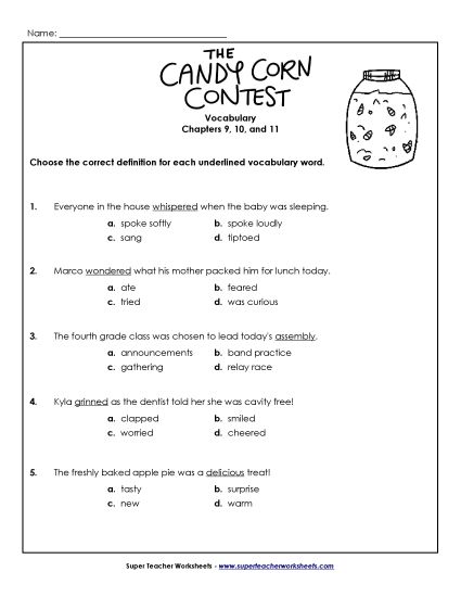 Chapters 11 - 12 - Vocabulary for Chapters 9, 10, and 11 (Printable PDF Worksheet)