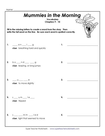 Chapters 9-10 - Vocabulary for Chapters 9-10 (Printable PDF Worksheet)