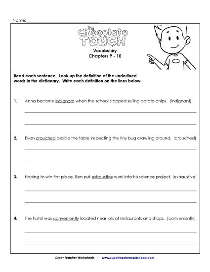 Chapters 9-10 - Vocabulary for Chapters 9 & 10 (Printable PDF Worksheet)