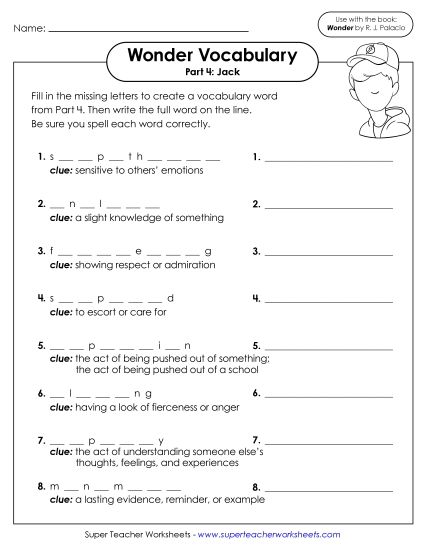 Part 4 - Jack  - Vocabulary for Part 4 (Printable PDF Worksheet)