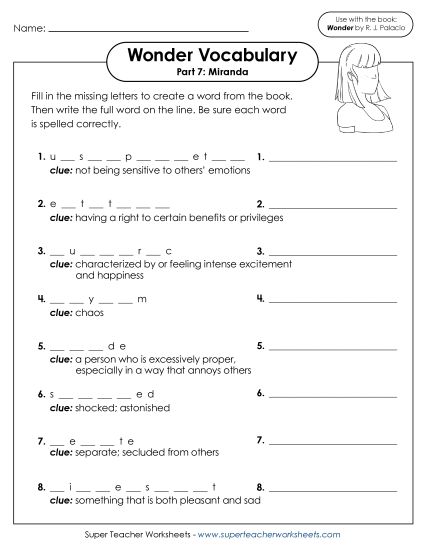 Part 7 - Miranda - Vocabulary for Part 7 (Printable PDF Worksheet)