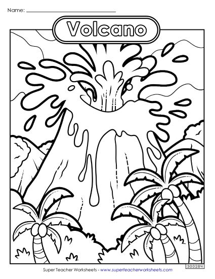 Volcanoes - Volcano Coloring Page (Printable PDF Worksheet)
