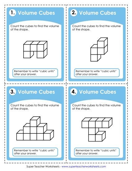 Geometry - Volume: Counting Cubes (Basic) (Printable PDF Worksheet)