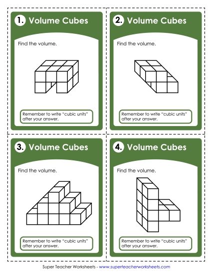 Geometry - Volume: Counting Cubes (Intermediate) (Printable PDF Worksheet)