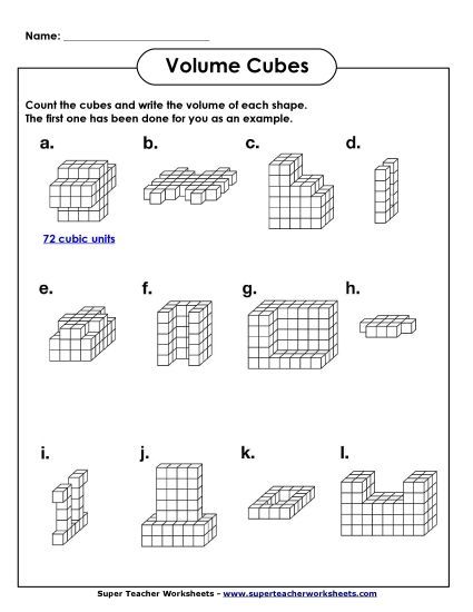 Volume Cubes Advanced - Volume Cubes - Advanced (Printable PDF Worksheet)