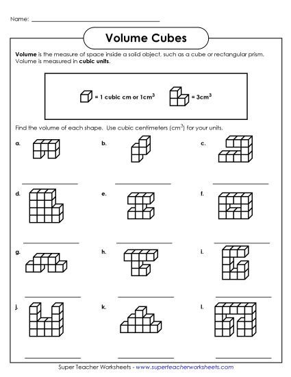 Volume Cubes Basic - Volume Cubes (Basic) (Printable PDF Worksheet)