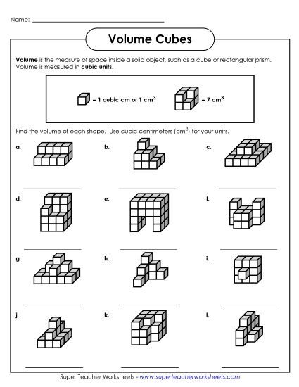 Volume Cubes Intermediate - Volume Cubes - Intermediate (Printable PDF Worksheet)