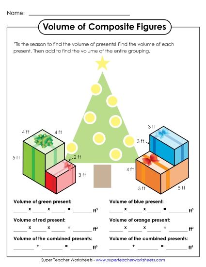 Calculating Volume - Volume Worksheet - Composite Figures (Printable PDF Worksheet)