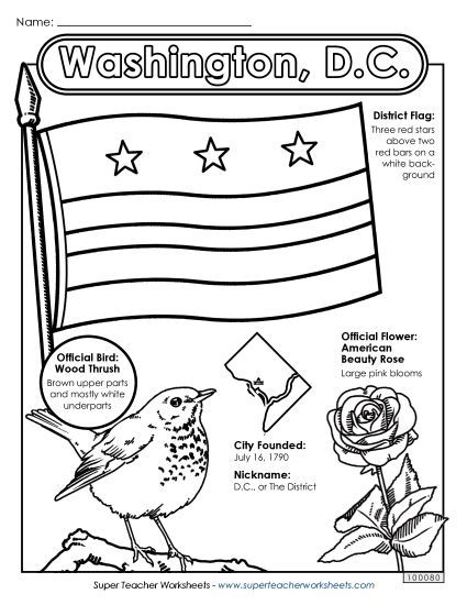 Symbols - Washington, D.C. Symbols (Printable PDF Worksheet)