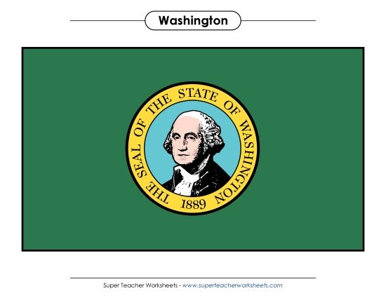 Flags & Seals - Washington State Flag (Full-Color Version) (Printable PDF Worksheet)