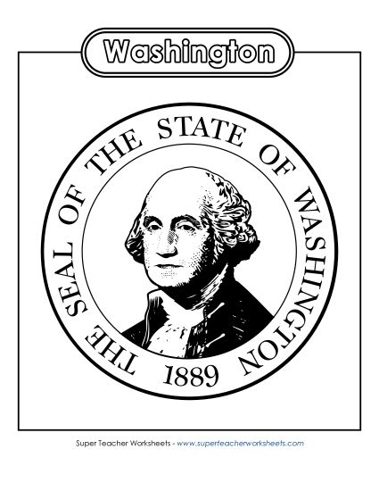 Flags & Seals - Washington State Seal (Black & White) (Printable PDF Worksheet)