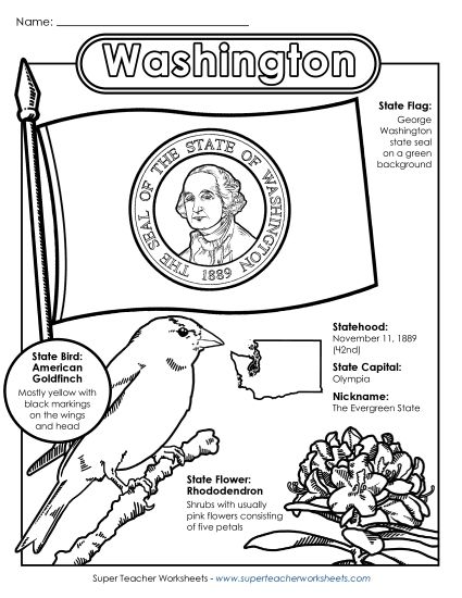 Symbols - Washington State Symbols Coloring Page (Printable PDF Worksheet)