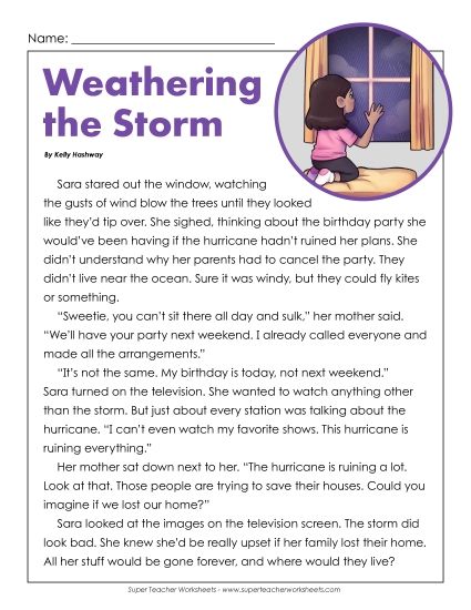 Fiction Stories - Weathering the Storm (Fiction) (Printable PDF Worksheet)