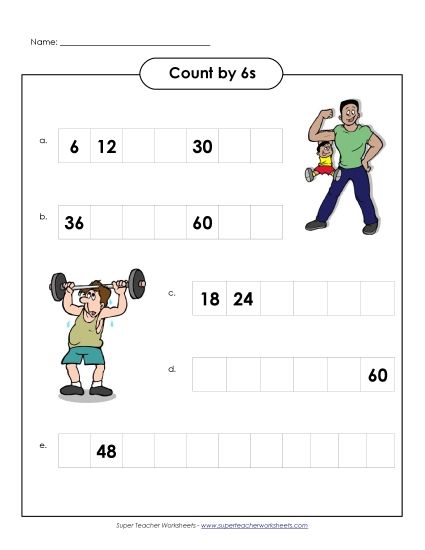 Weight Lifter - Count By 6s (Printable PDF Worksheet)
