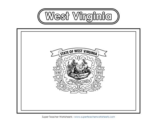 Flags & Seals - West Virginia Flag Coloring Page (Printable PDF Worksheet)