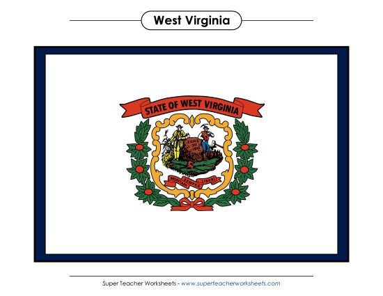 Flags & Seals - West Virginia State Flag (Full-Color Version) (Printable PDF Worksheet)