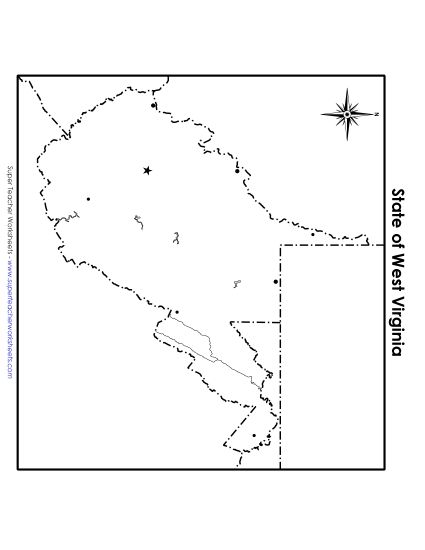 Maps - West Virginia State Map (Blank Cities) (Printable PDF Worksheet)