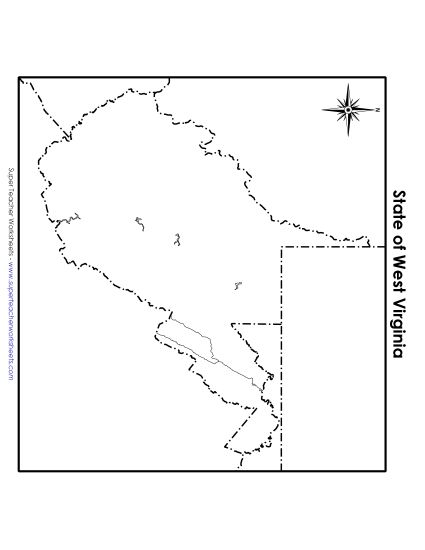 Maps - West Virginia State Map (Blank) (Printable PDF Worksheet)