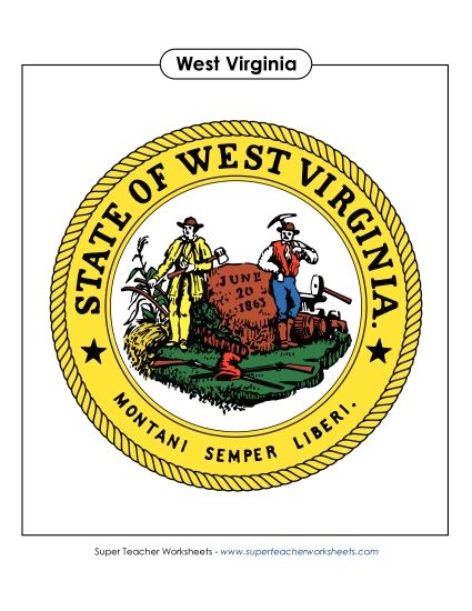 Flags & Seals - West Virginia State Seal (Full-Color Version) (Printable PDF Worksheet)