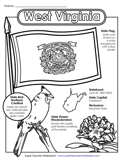 Symbols - West Virginia State Symbols Coloring Page (Printable PDF Worksheet)