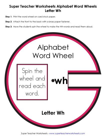 Word Wheel - Wh -&nbsp; Word Wheel (Printable PDF Worksheet)