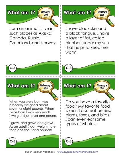 Mystery State Activities - What Am I? Challenge (Polar Bear) (Printable PDF Worksheet)