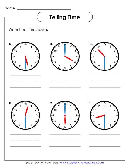 Reading Clocks: Nearest Half Hour - What is the time? (Printable PDF Worksheet)