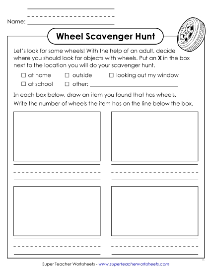 Wheels Scavenger Hunt (Printable PDF Worksheet)