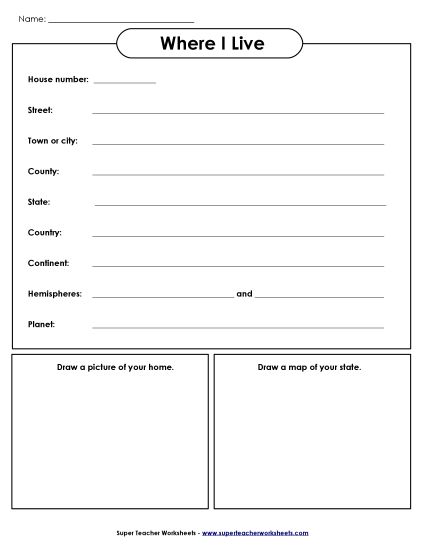 Living Spaces - Where I Live in the Community (Printable PDF Worksheet)