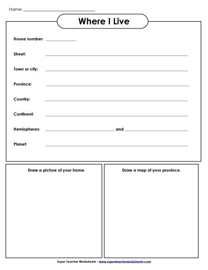Reports, Games, & Worksheets - Where I Live (Printable PDF Worksheet)