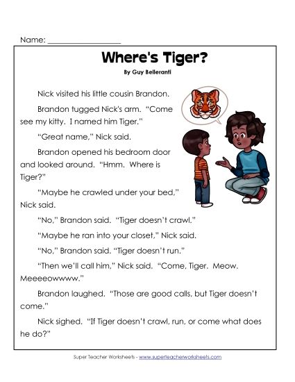 Where's Tiger?  (Printable PDF Worksheet)