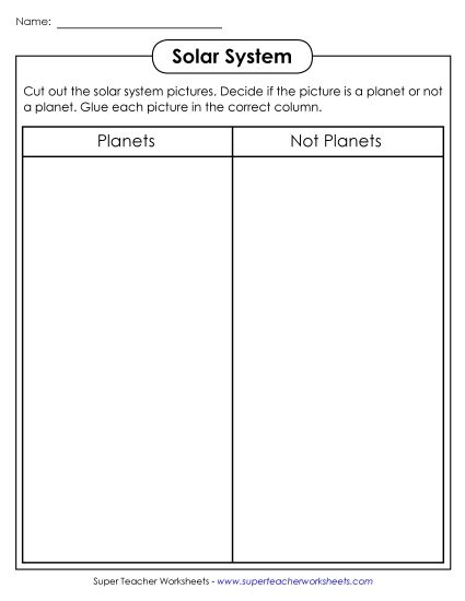 Worksheets (Level: Basic) - Which Objects Are Planets? (Printable PDF Worksheet)