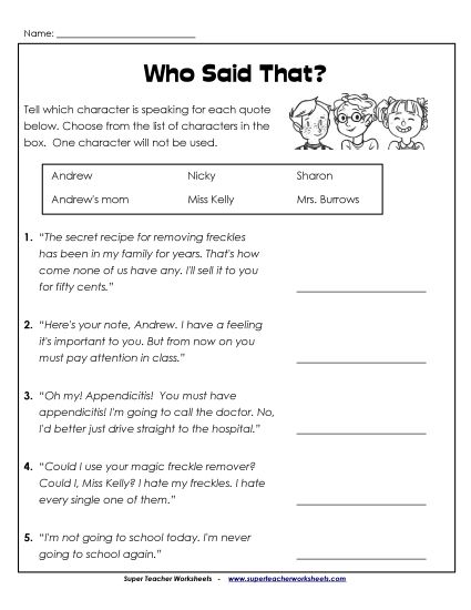 Who Said That? (Printable PDF Worksheet)