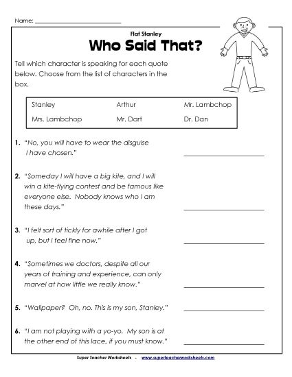 Whole Book - Who Said That? (Printable PDF Worksheet)