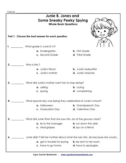 Whole Book - Whole Book Questions (Printable PDF Worksheet)