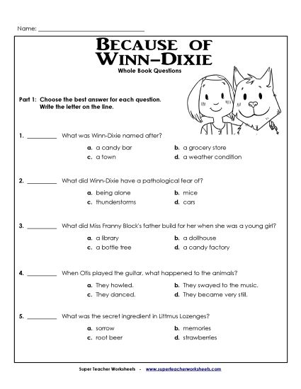 Whole Book - Whole Book Questions (Printable PDF Worksheet)