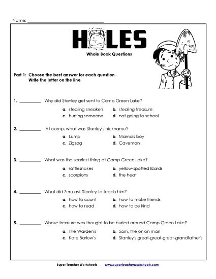 Whole Book - Whole Book Questions (Printable PDF Worksheet)