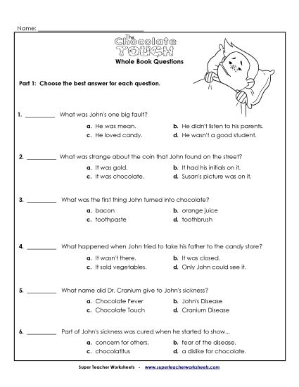 Whole Book - Whole Book Questions (Printable PDF Worksheet)