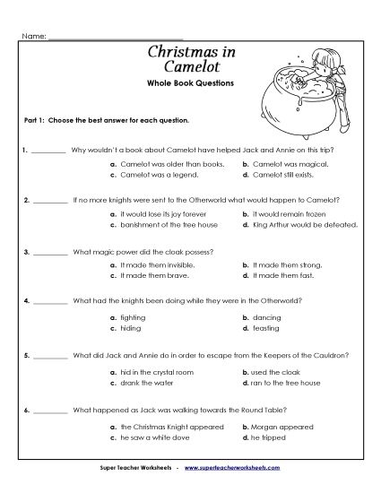 Whole Book  - Whole Book Questions (Printable PDF Worksheet)